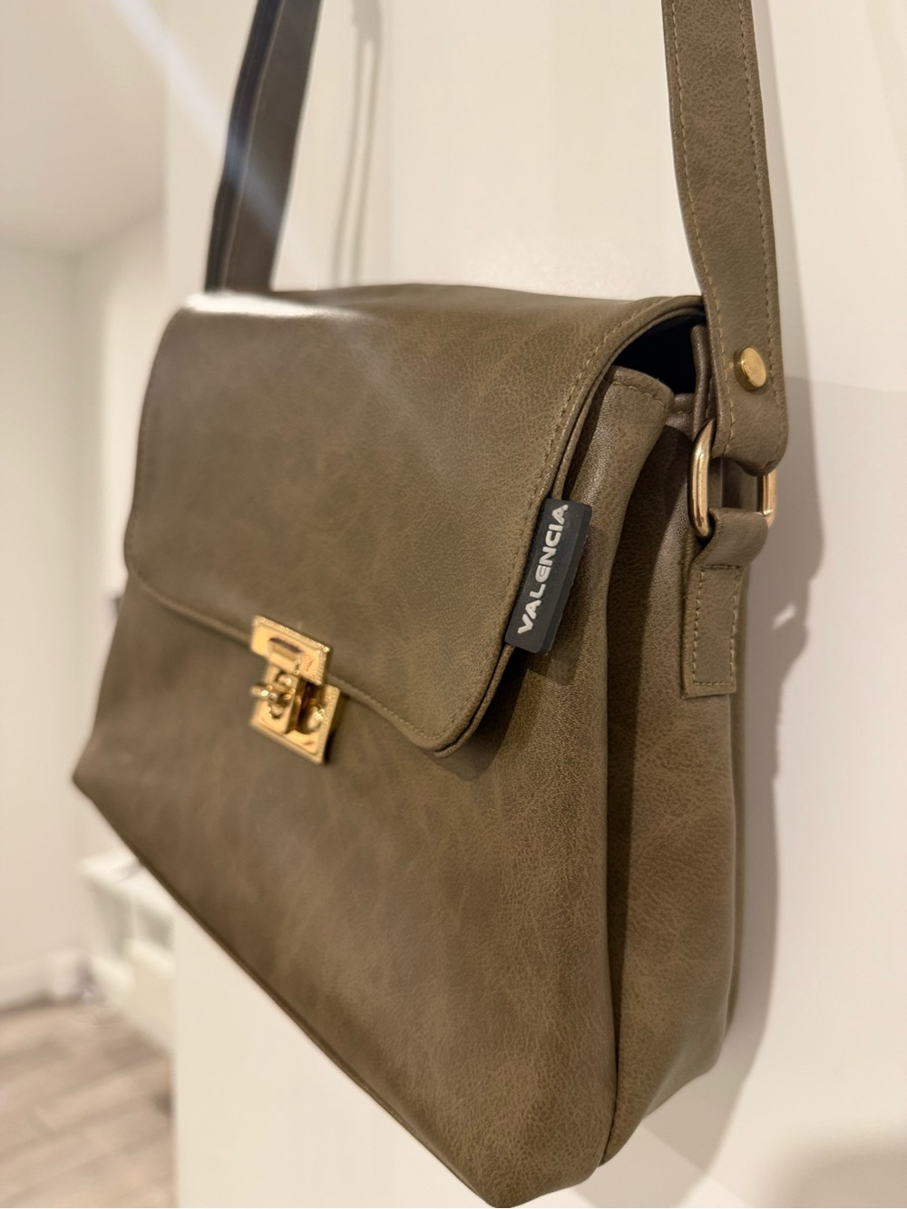 Olive Green Crossbody Bag with Gold Hardware